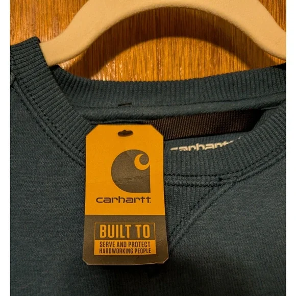 Carhartt Sweatshirt Relaxed Fit Logo Sleeve Graphic Blue MEDIUM 8-10 NEW NWT - Picture 3 of 7